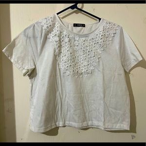 White Lace detail shirt